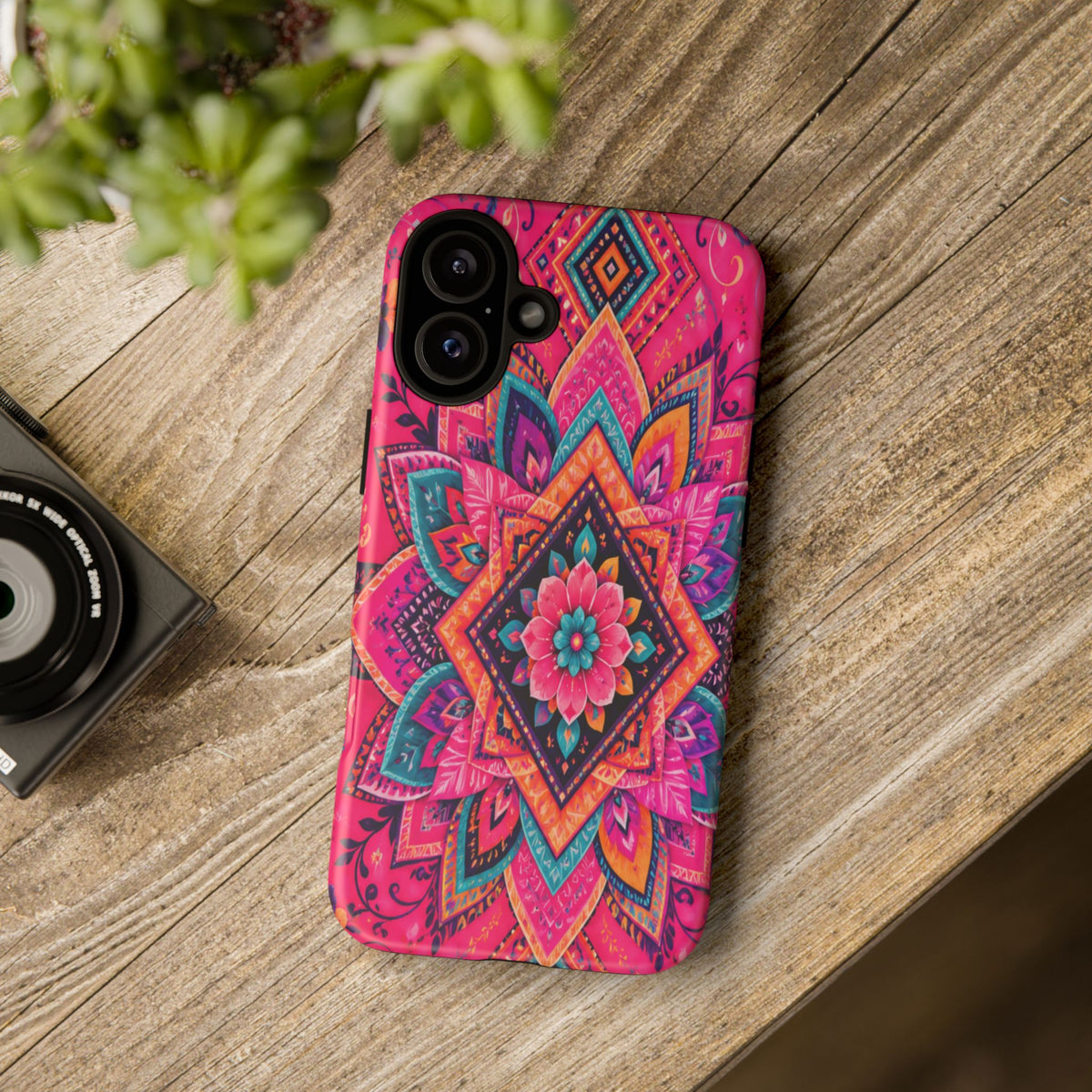 Floral Mandala Tough Phone Case — Pink Boho Protective Cover