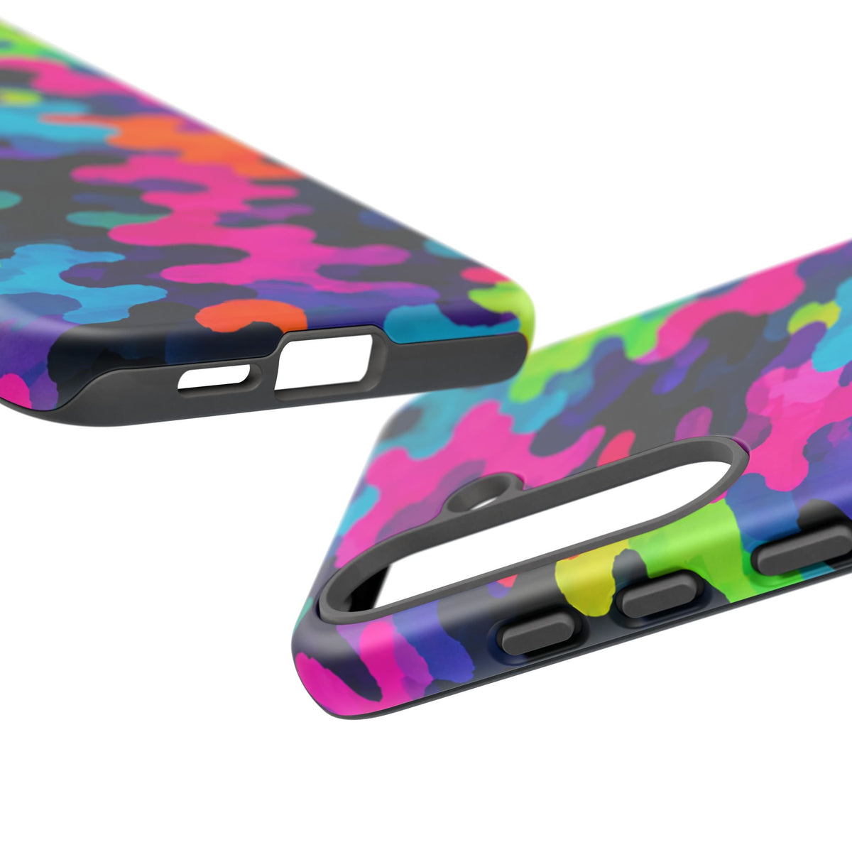 Neon Camo Tough Phone Case — Bright Rainbow Protective iPhone Cover