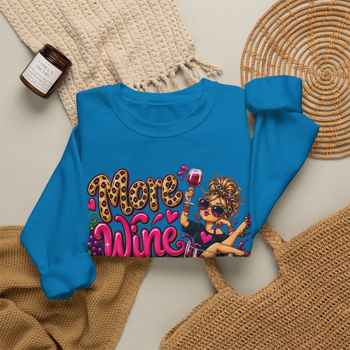 More Wine Please Sweatshirt — Funny Wine Lover Crewneck