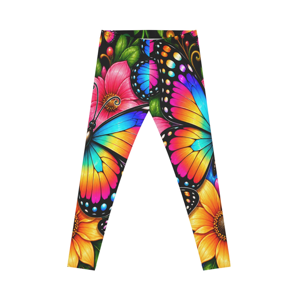 Butterfly Bloom Leggings — Vibrant Floral Rainbow All-Over Print