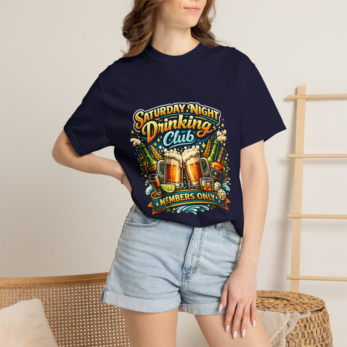 Saturday Night Drinking Club T-shirt | Beer Glasses, Bottles, Members Only