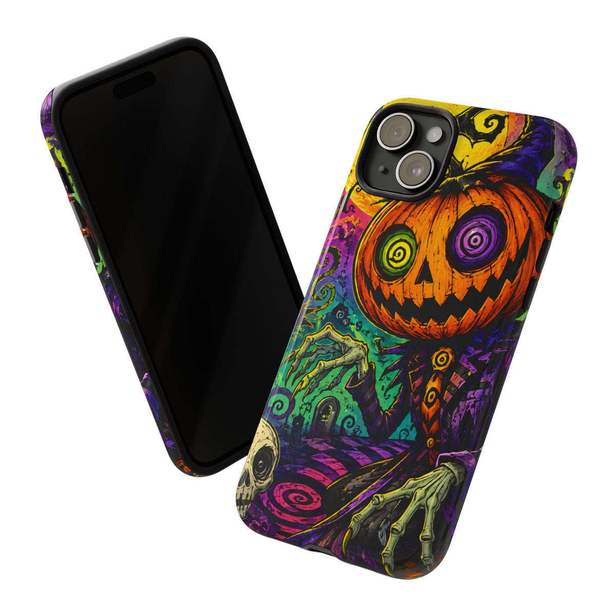 Halloween Pumpkin Skull Phone Case — Psychedelic Jack-o'-Lantern Tough Case