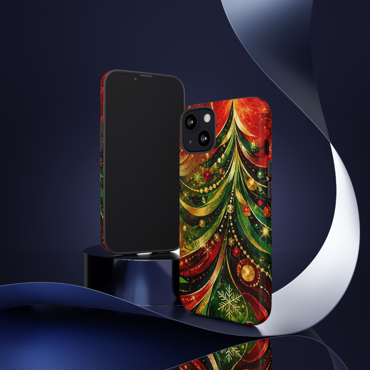 Christmas Tree Tough Phone Case — Festive Red & Green Holiday Phone Cover