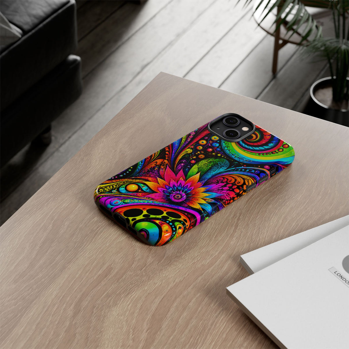 Psychedelic Floral Phone Case — Vibrant Swirl Tough Protective Cover