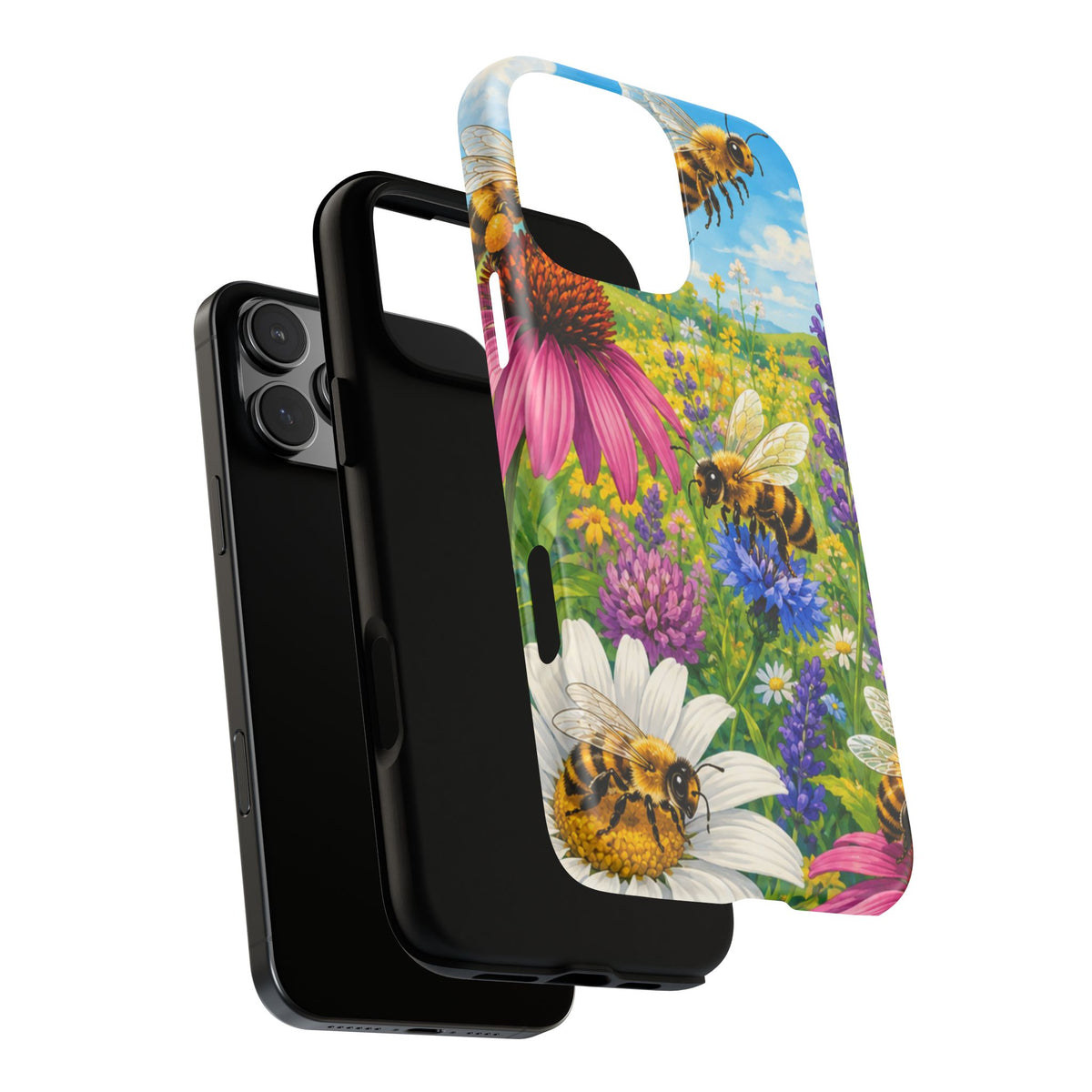 Bee Meadow Phone Case — Floral Honeybee Protective Cover