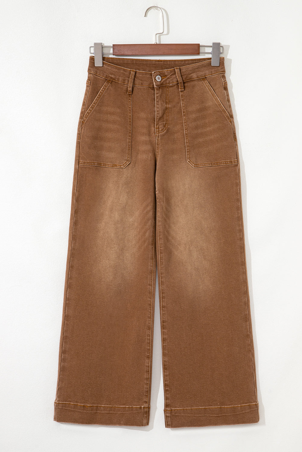 Denim High Rise Cropped Wide Leg Jeans