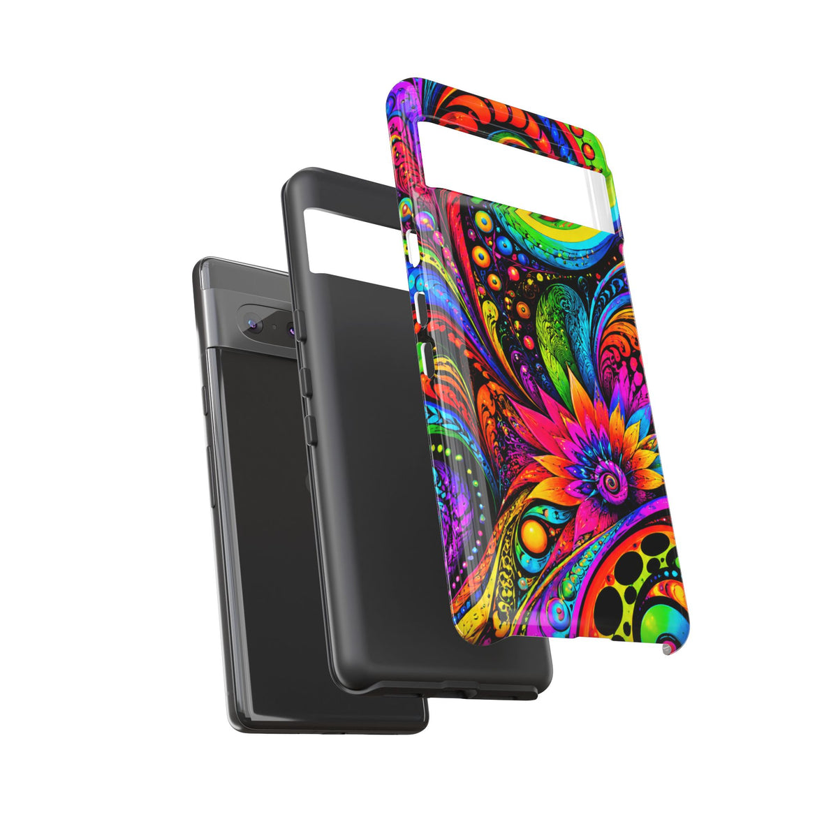 Psychedelic Floral Phone Case — Vibrant Swirl Tough Protective Cover