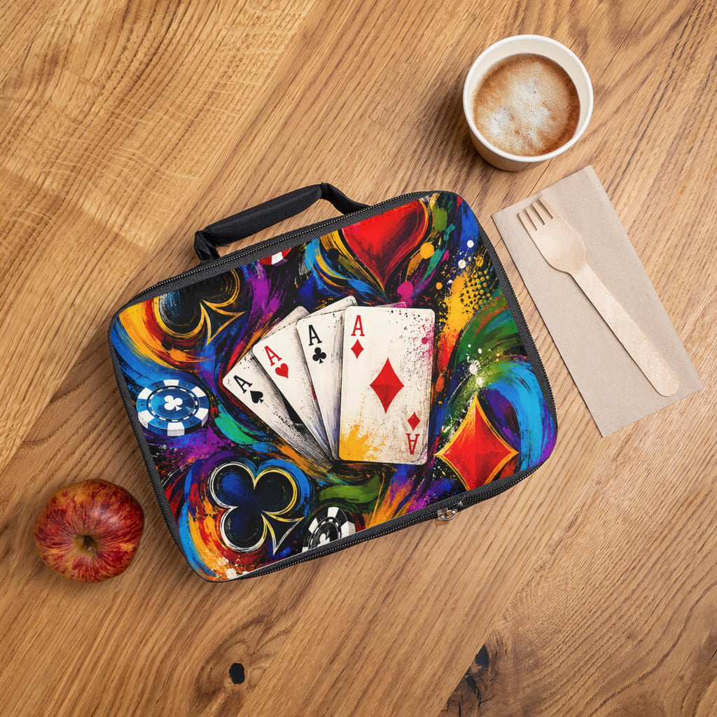 Card Game Lunch Bag — Colorful Poker Aces Design