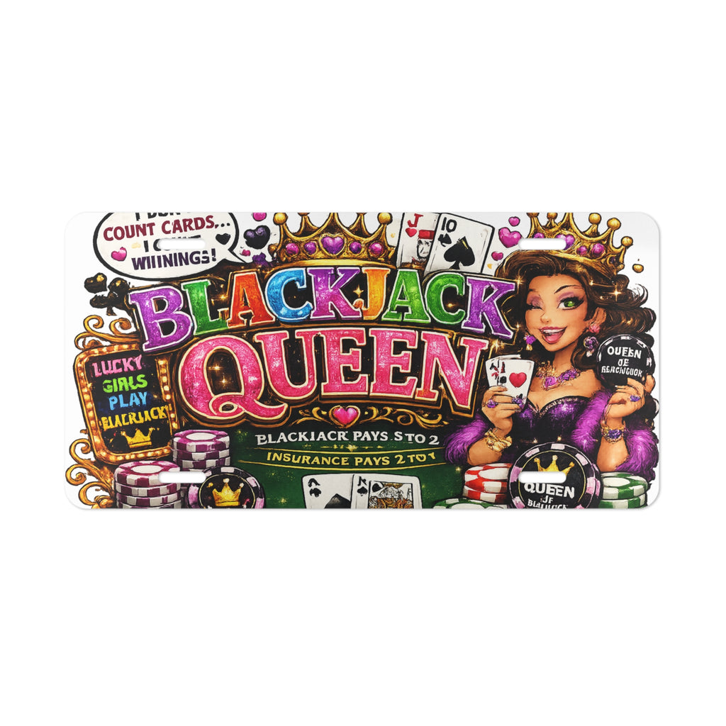 Blackjack Queen Vanity Plate | Casino Pinup License Tag