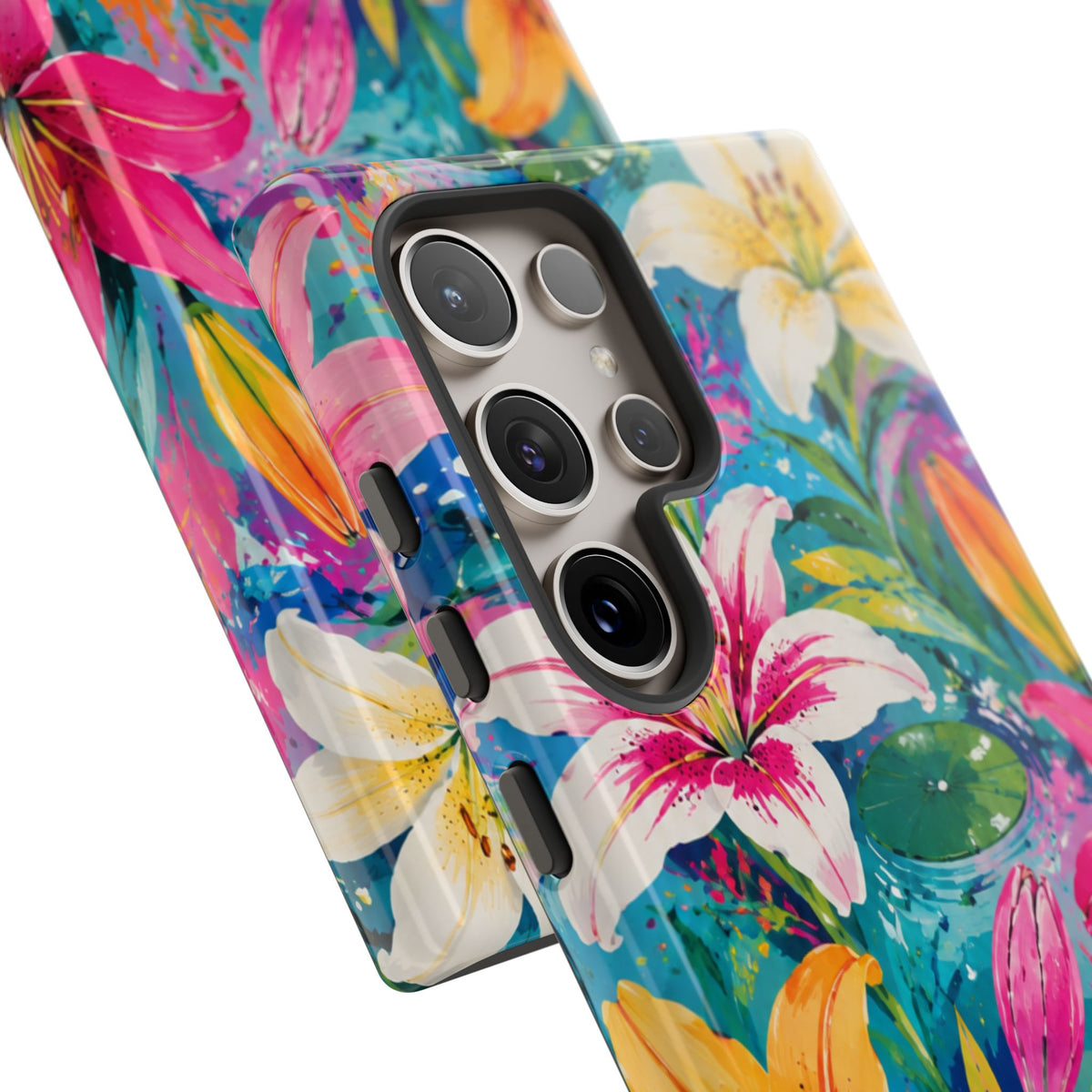 Floral Lily Tough Phone Case — Colorful Tropical Flower Protective Cover
