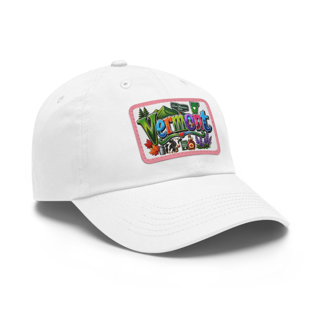 Vermont Patch Dad Hat | Leather Rectangle Patch, State Travel Cap