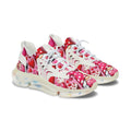 Valentine Heart Mesh Sneakers — Women's Pink Patterned Athletic Shoes