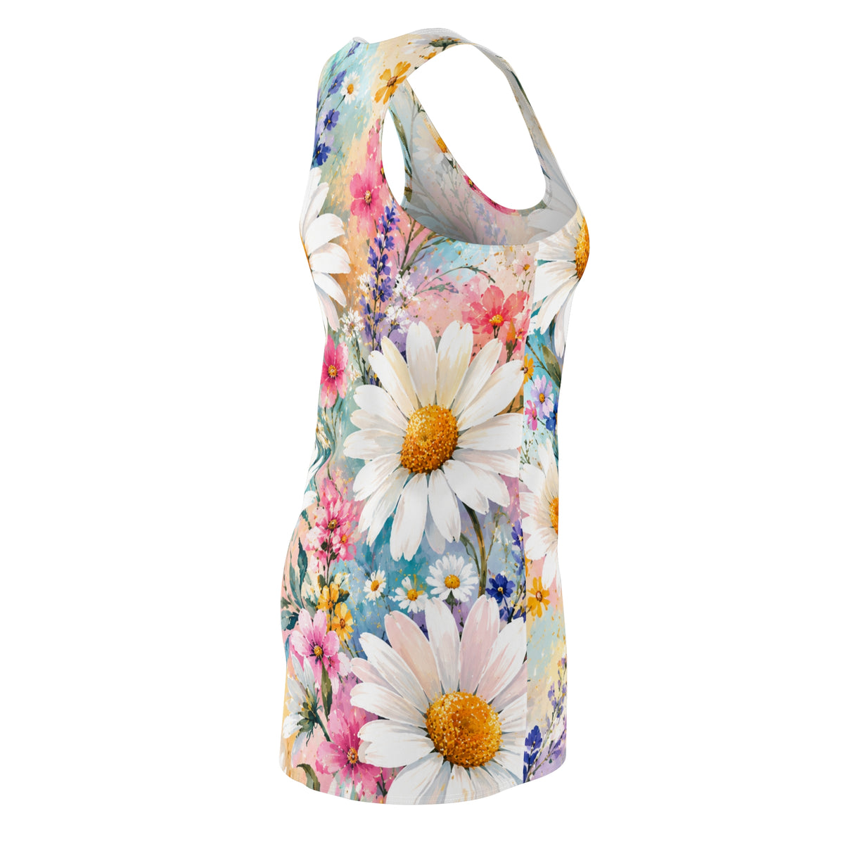 Daisy Watercolor Floral Racerback Dress | All Over Print