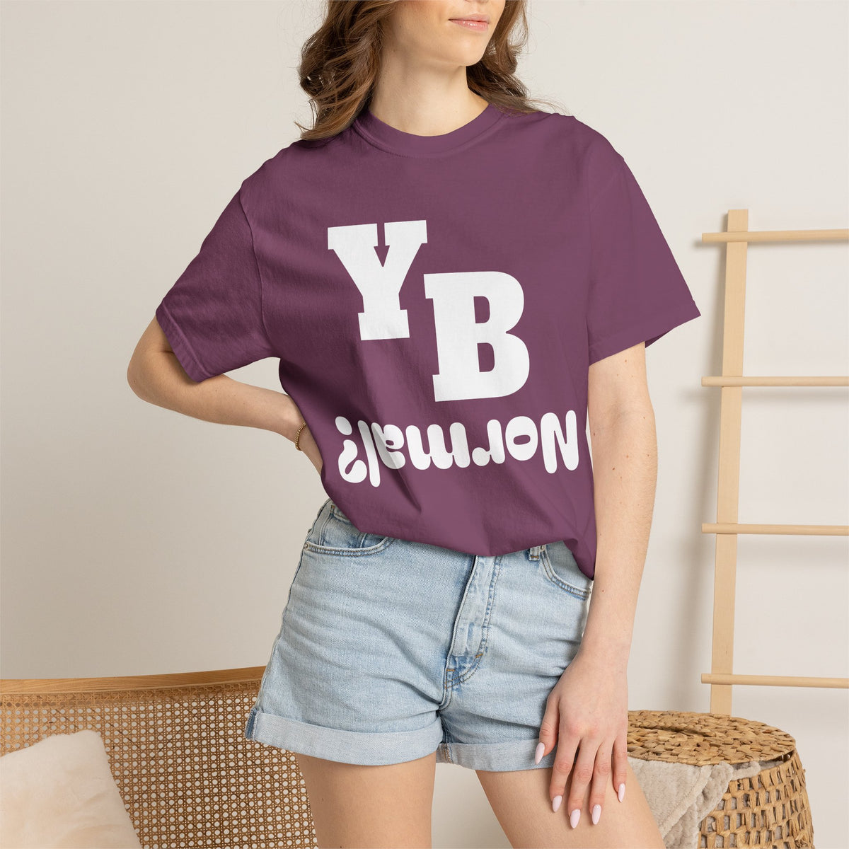 Funny 'YB ¿Normal?' Graphic T-Shirt — Upside-Down Retro Typography Tee