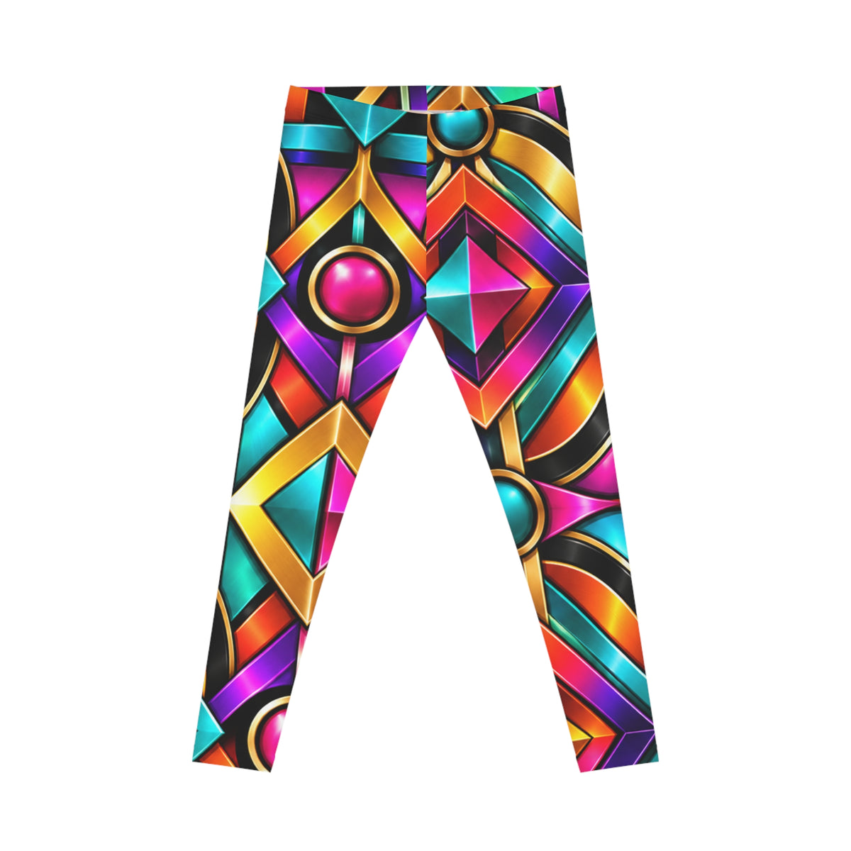 Vibrant Geometric Neon Pattern Leggings | Colorful Abstract Print