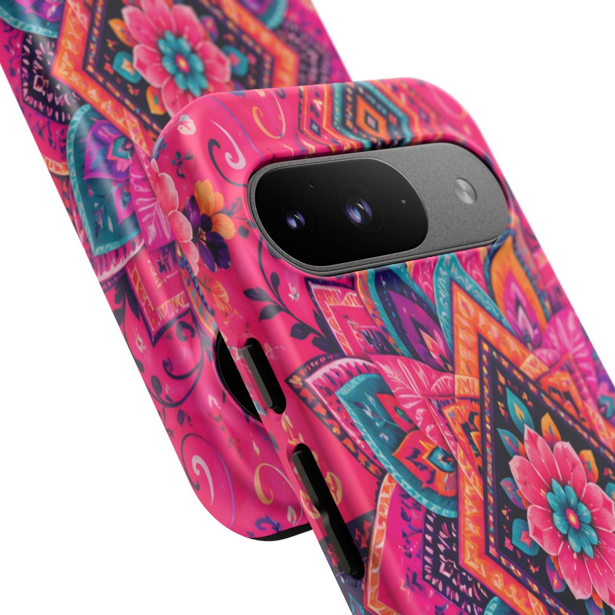 Floral Mandala Tough Phone Case — Pink Boho Protective Cover