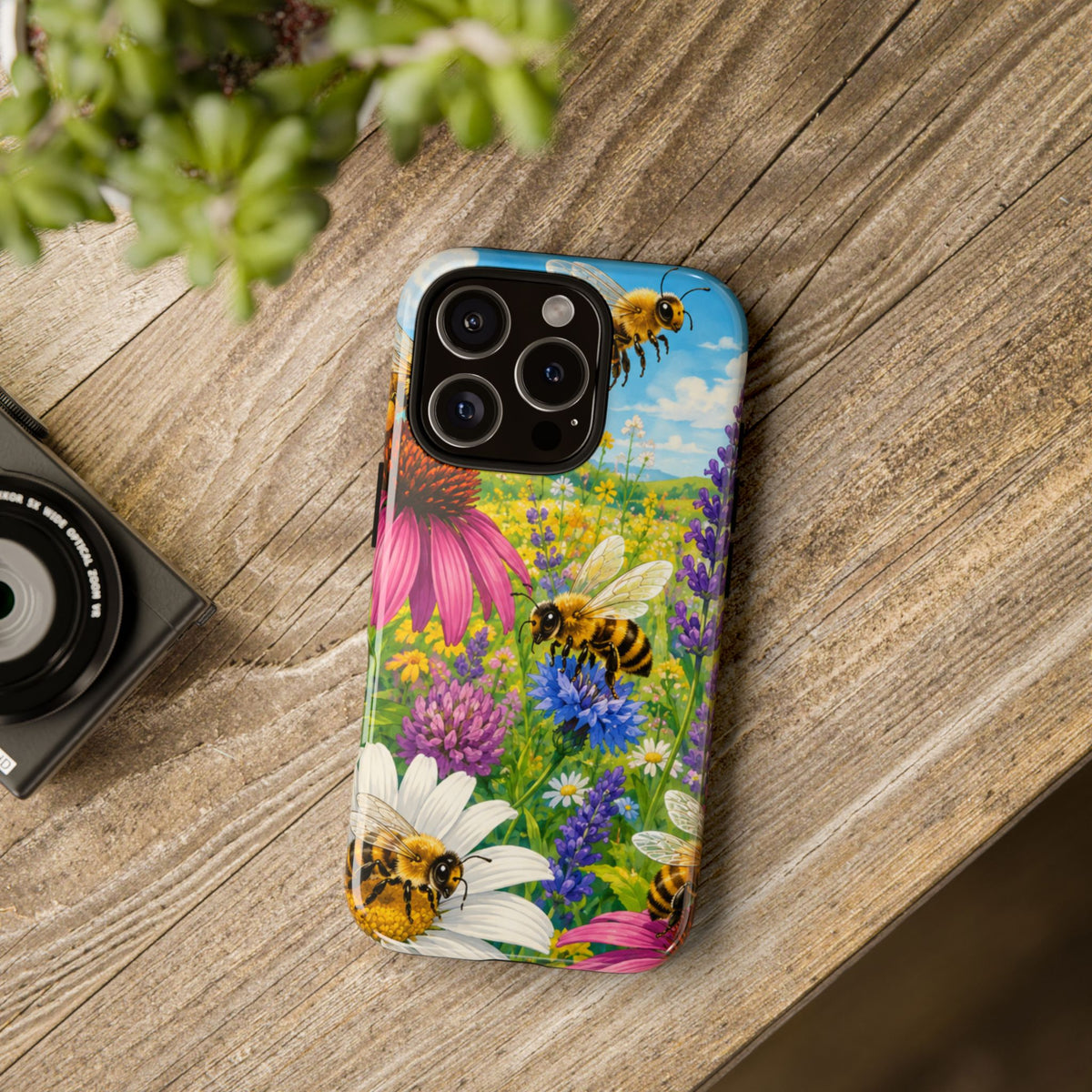 Bee Meadow Phone Case — Floral Honeybee Protective Cover