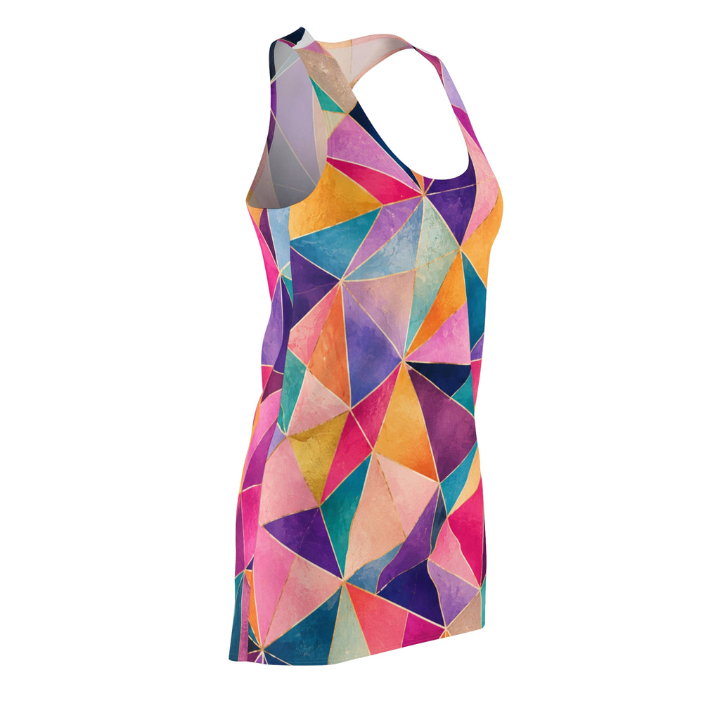Colorful Geometric Triangle Pattern Racerback Dress