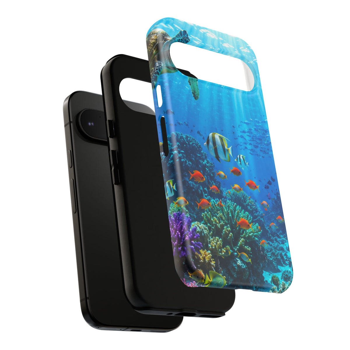Underwater Ocean Life Tough Phone Case — Coral Reef & Sea Turtle Protective Cover