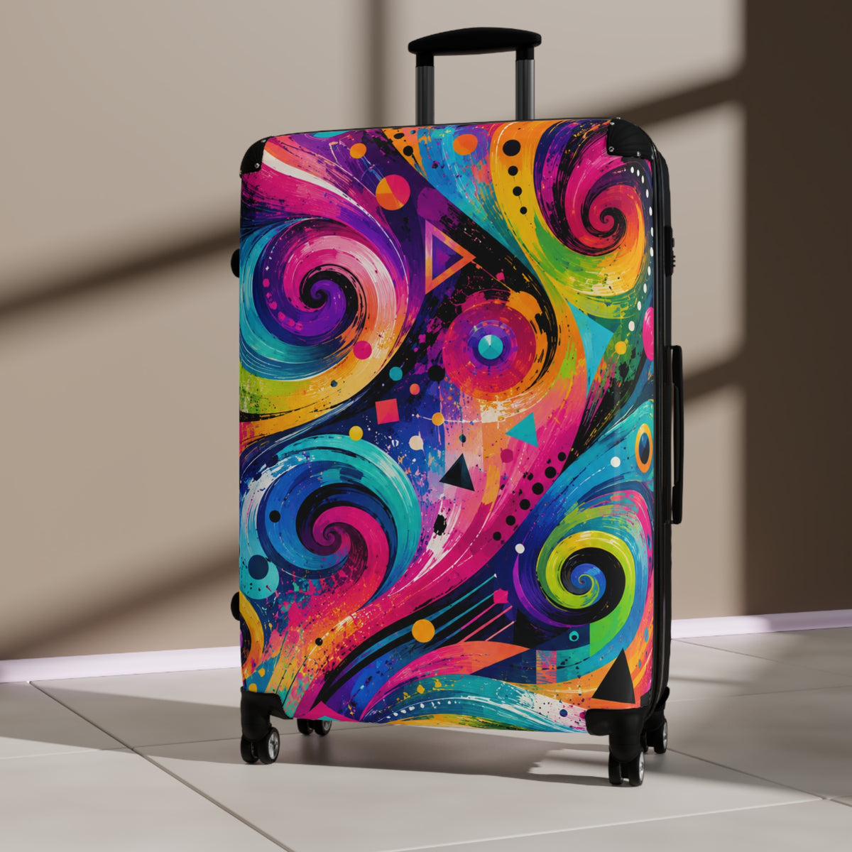 Colorful Swirl Carry-On Suitcase — Vibrant Abstract Luggage for Travelers