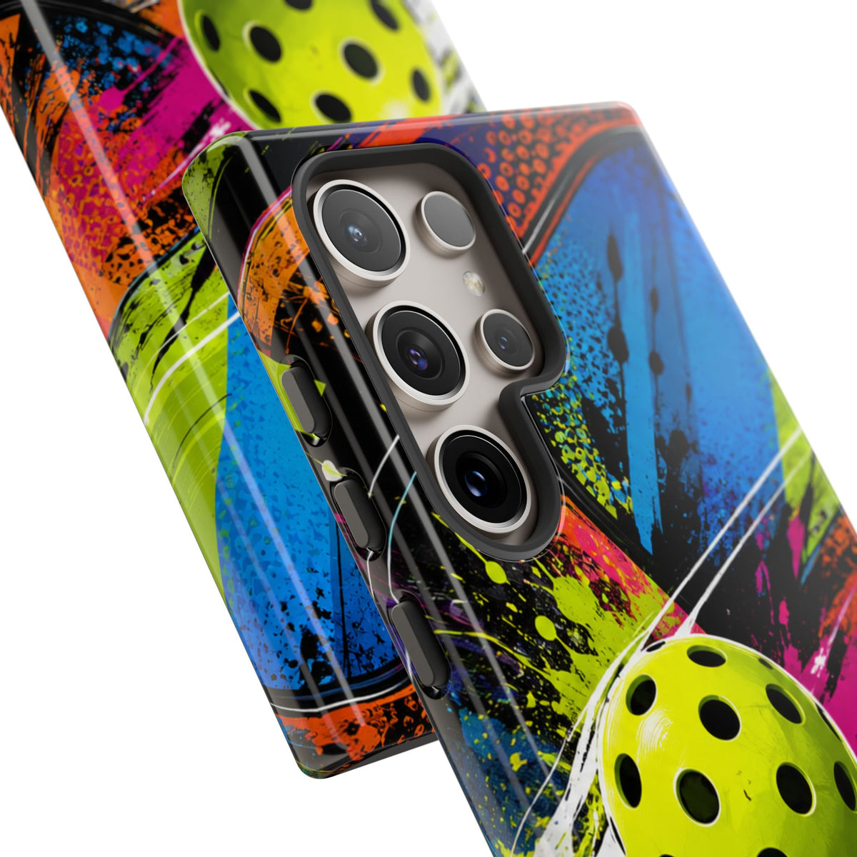 Pickleball Phone Case – Neon Paddle & Ball Splash Tough Case