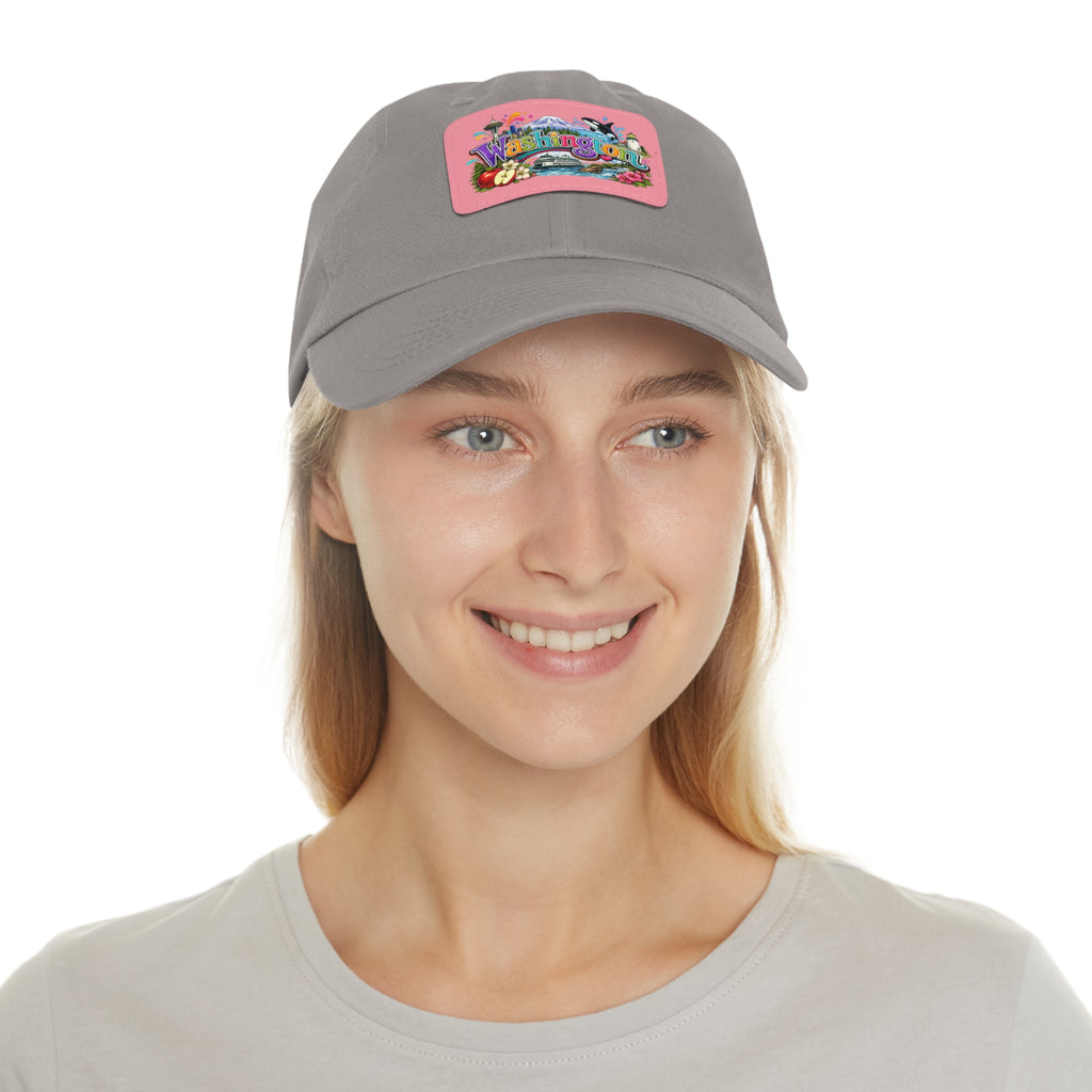 Washington State patch hat | leather rectangle dad hat