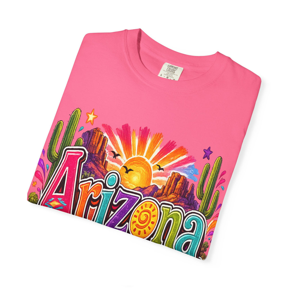 Arizona Desert Sunset T-shirt | Cactus, Saguaro, Floral Scenic Tee