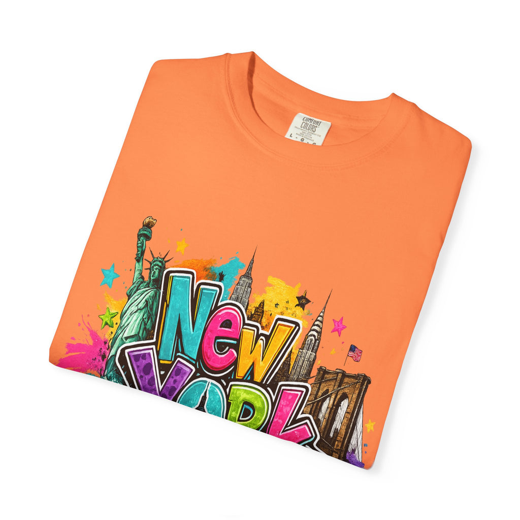 New York Graffiti Skyline T-shirt | Cityscape Taxi Brooklyn Bridge