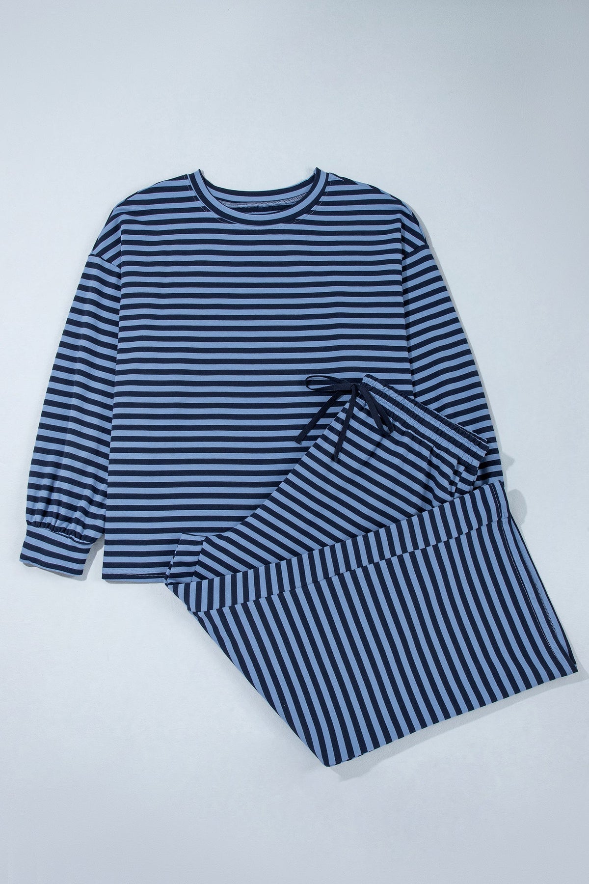 Plus Size Stripe Long Sleeve Top & Pants Set