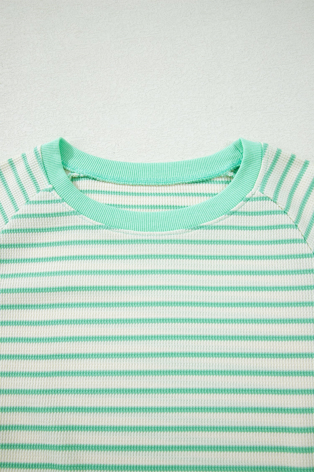 Stripe Colorblock Trim Round Neck Short Sleeve Tee