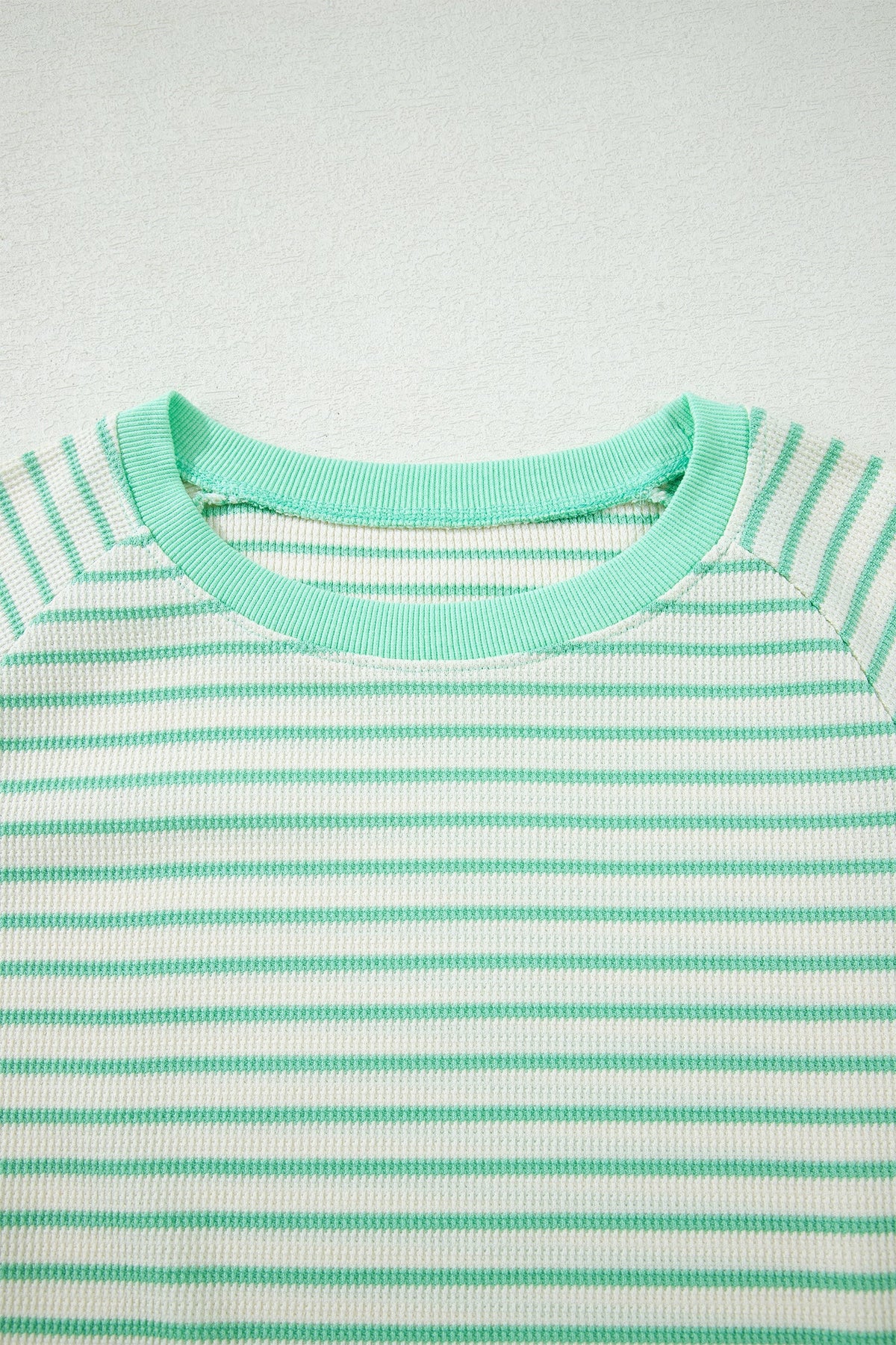 Stripe Colorblock Trim Round Neck Short Sleeve Tee
