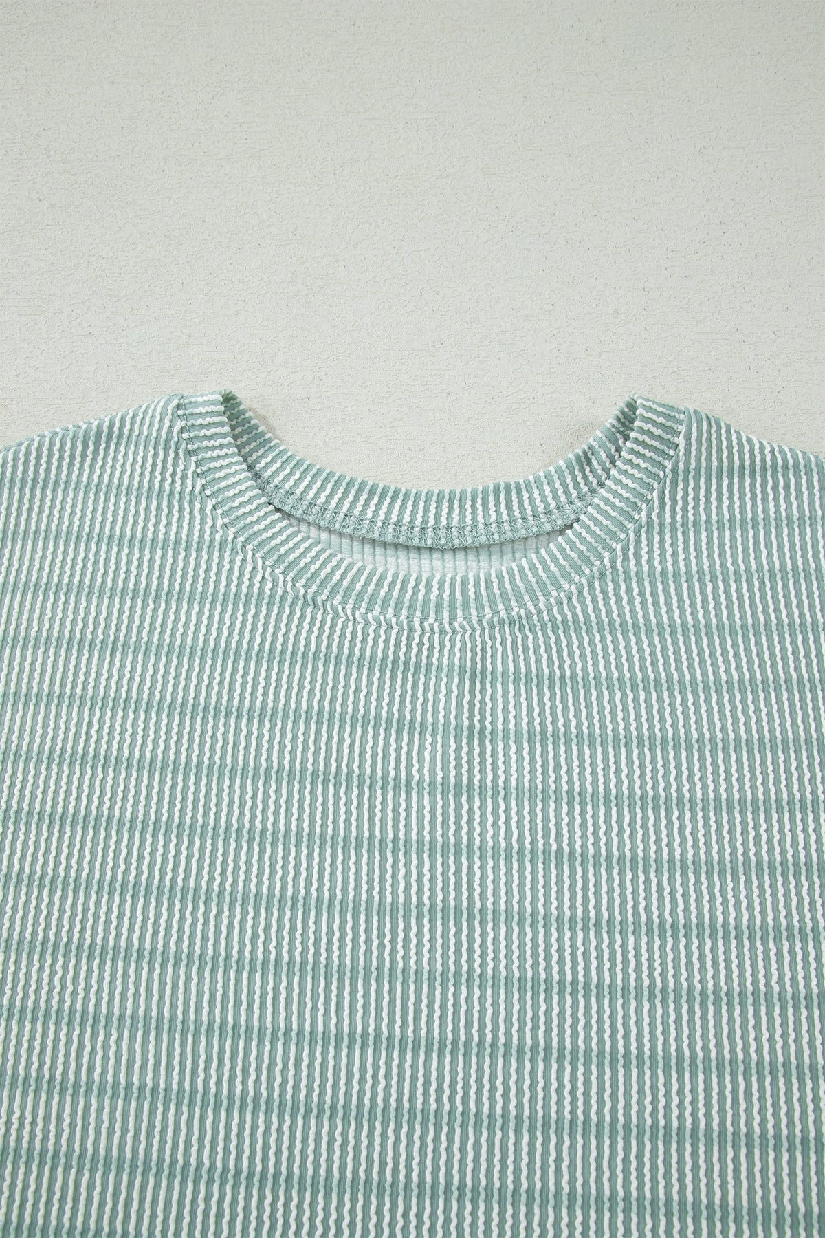 Stripe Corded Knit Tee & Drawstring Short Set
