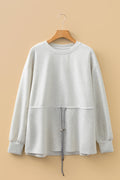Solid Drawstring Waist Tunic Sweatshirt