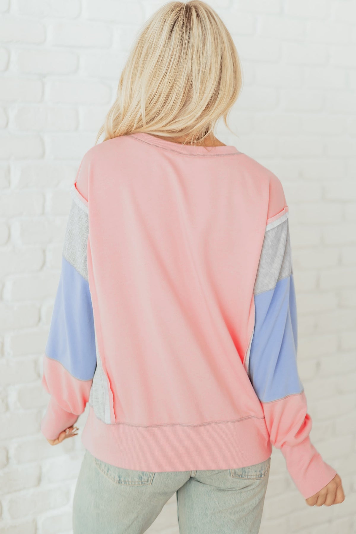 Colorblock Patchwork Reverse Seam Sweatshirt