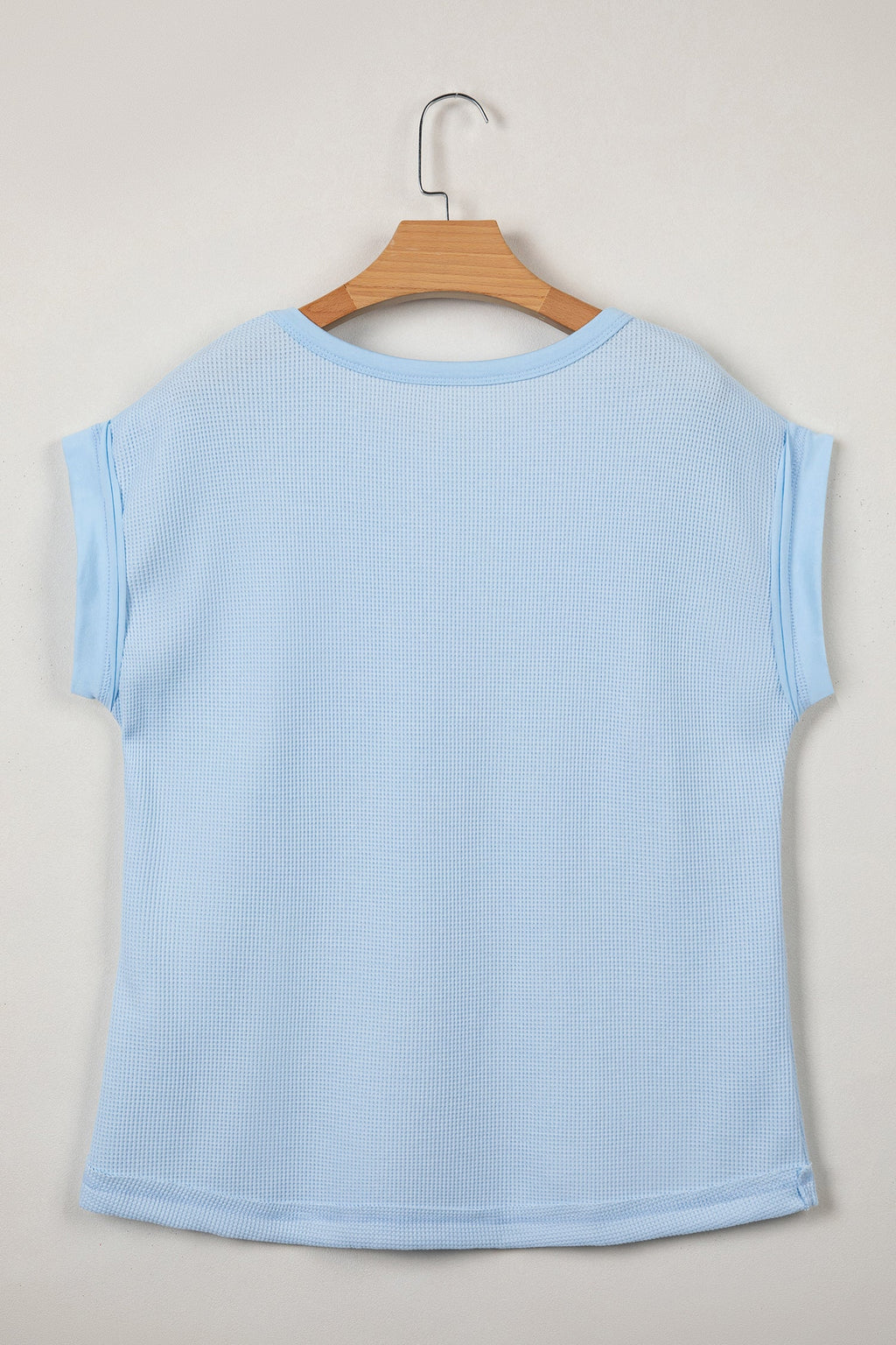 Waffle Patchwork Raw Seam Short Sleeve T-Shirt