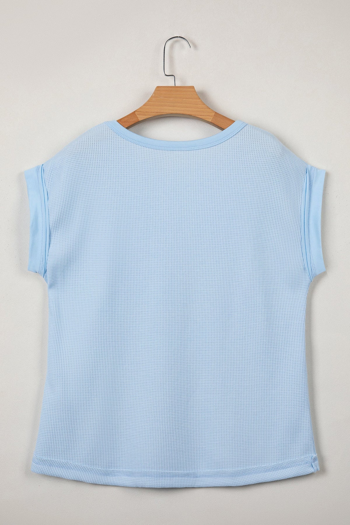 Waffle Patchwork Raw Seam Short Sleeve T-Shirt
