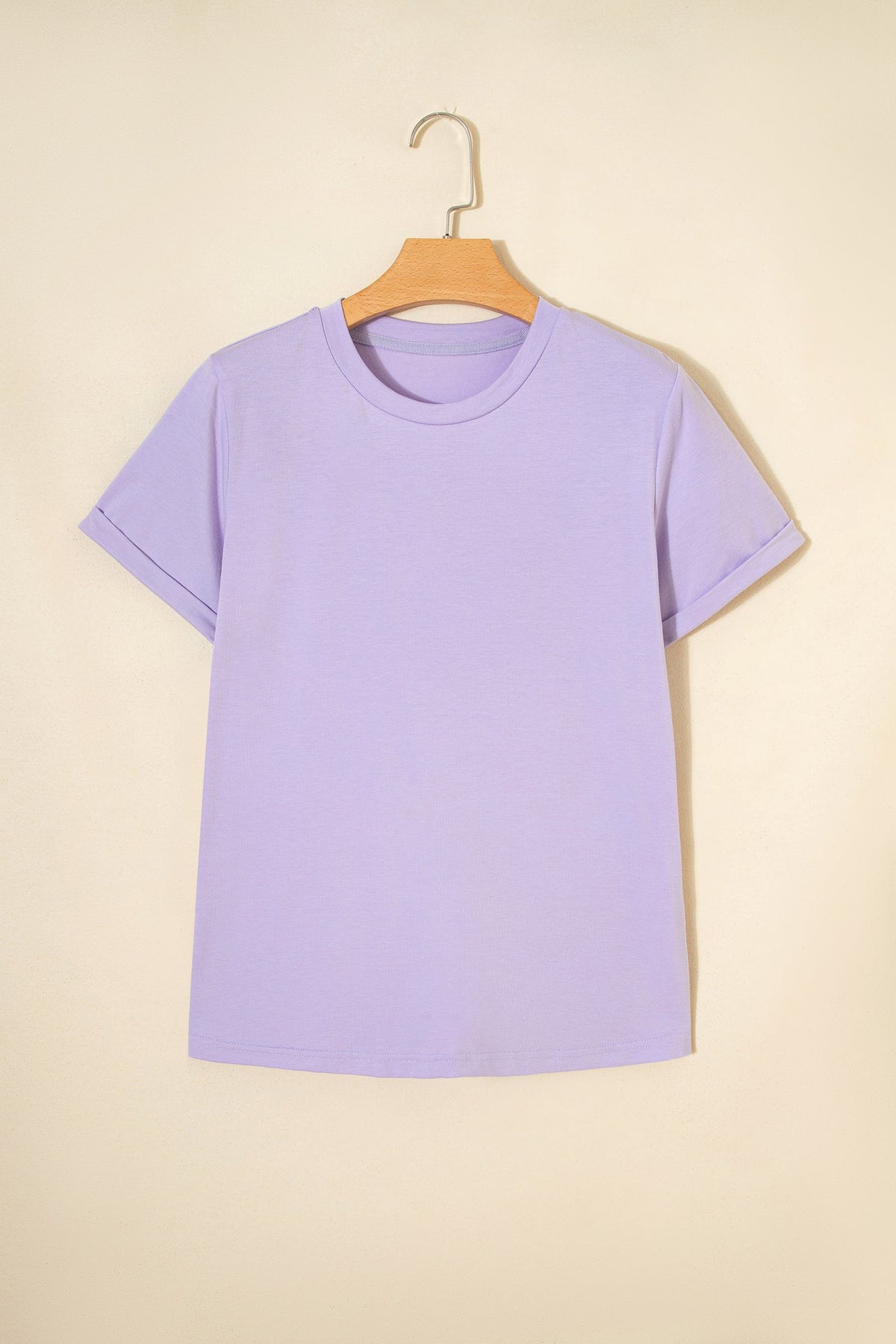 Solid Short Sleeve Crew Neck Tee