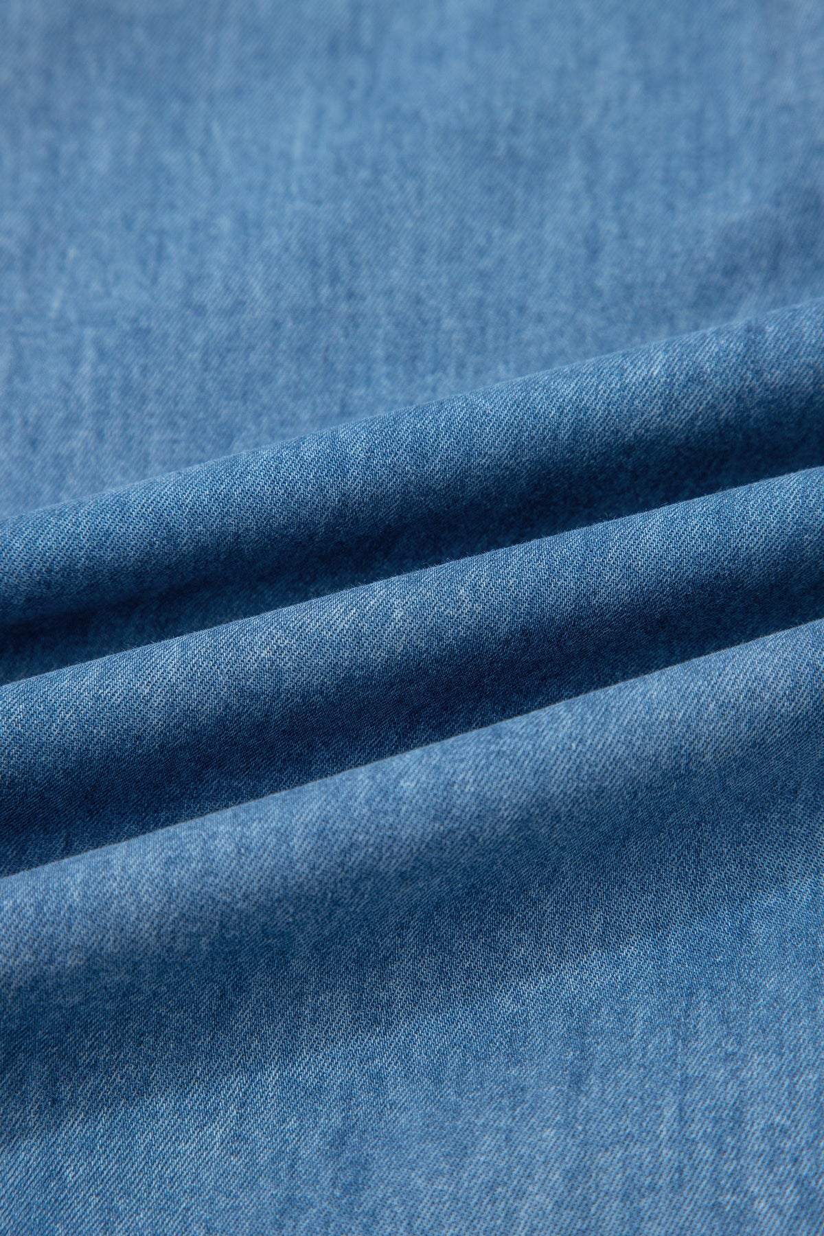 Denim Chambray Ruffle Hem Wide Leg Pants