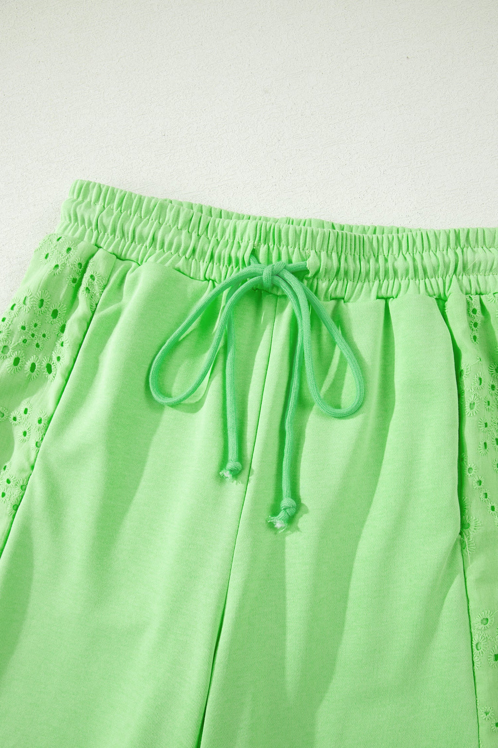 Solid Embroidered Eyelet Patchwork Top & Pants Set