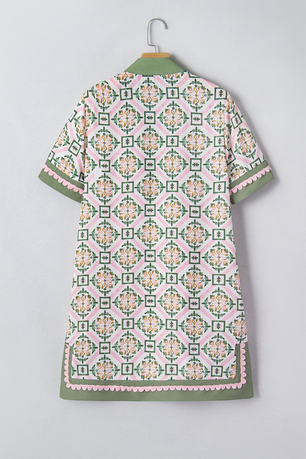 Boho Geometric Flower Short Sleeve Mini Dress