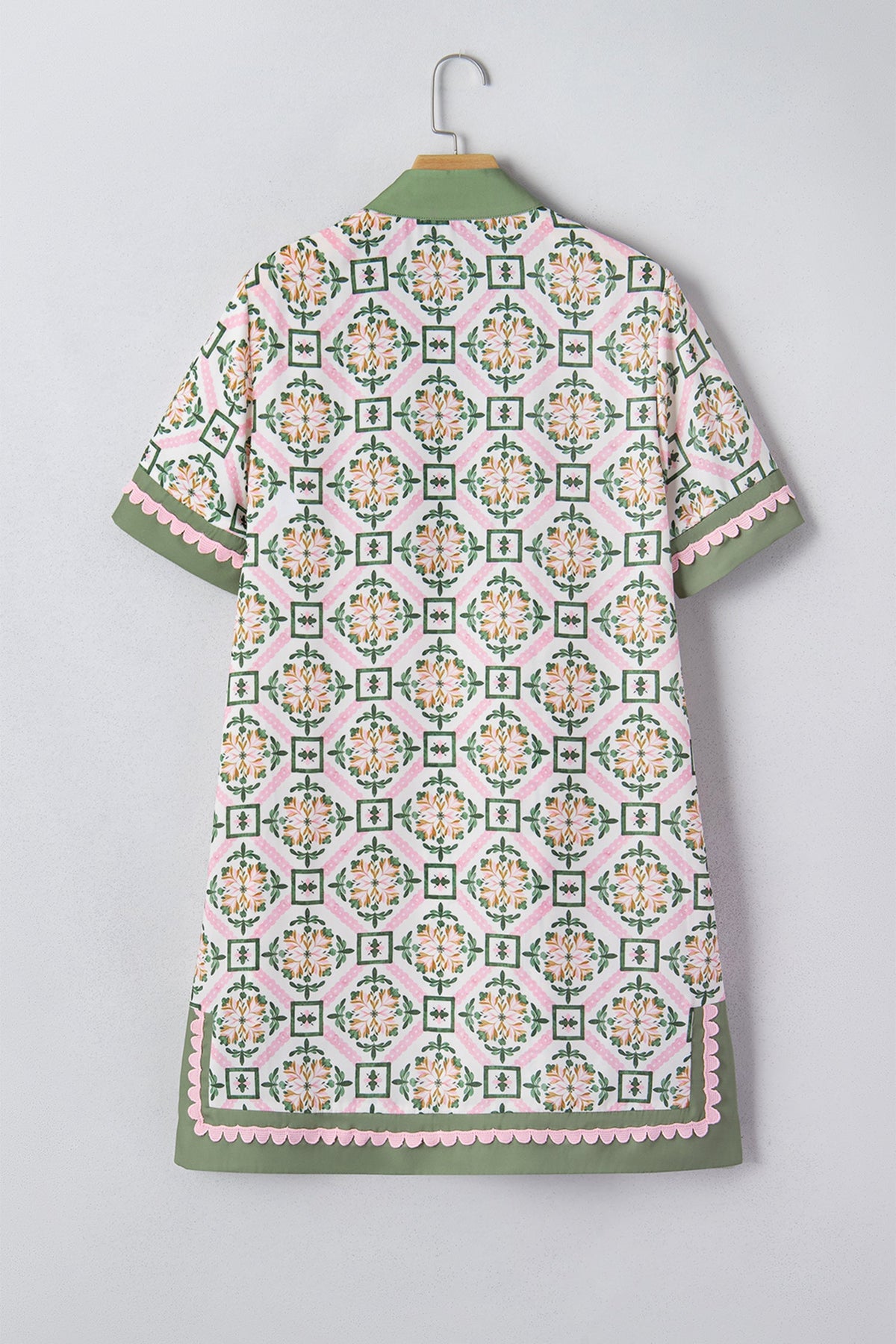 Boho Geometric Flower Short Sleeve Mini Dress