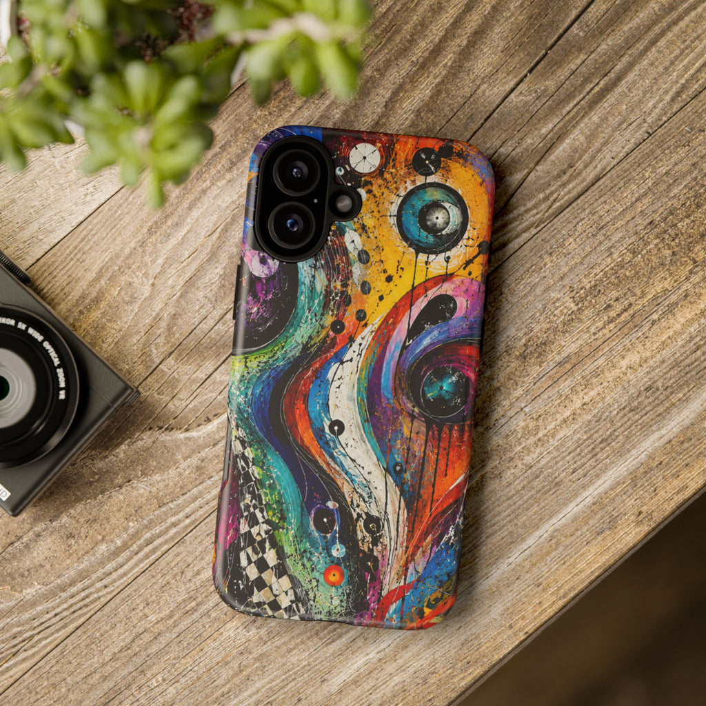 Abstract Cosmic Swirl Phone Case — Colorful Artistic iPhone Tough Case