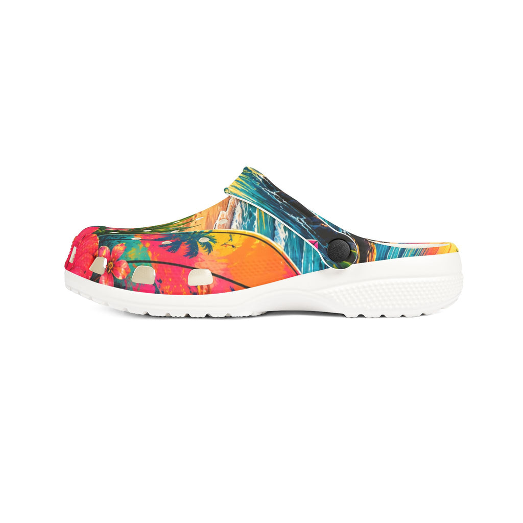 Tropical Floral Clogs — Colorful EVA Foam Garden Shoes
