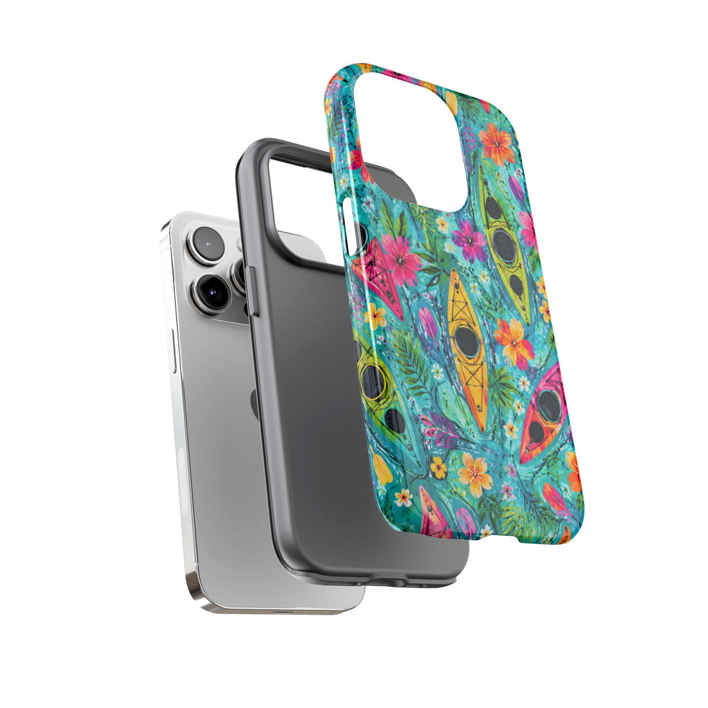 Tropical Kayak Phone Case – Colorful Floral Waterproof Pattern