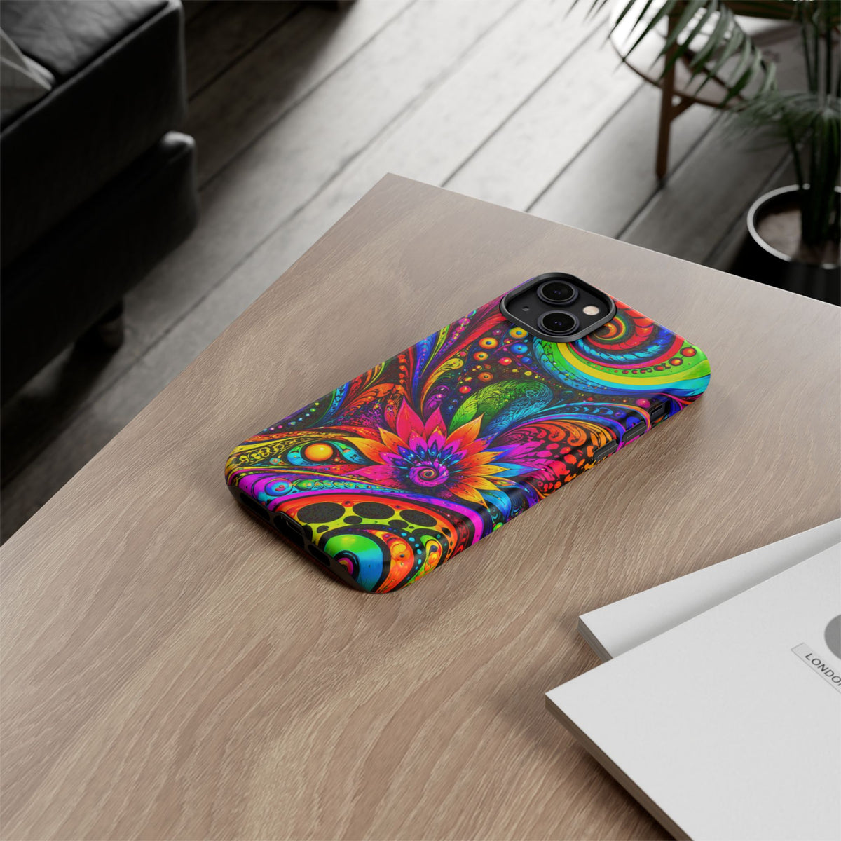 Psychedelic Floral Phone Case — Vibrant Swirl Tough Protective Cover