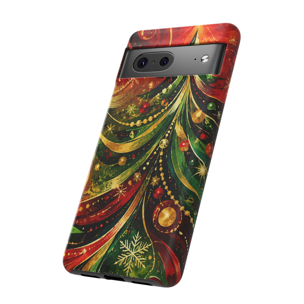 Christmas Tree Tough Phone Case — Festive Red & Green Holiday Phone Cover