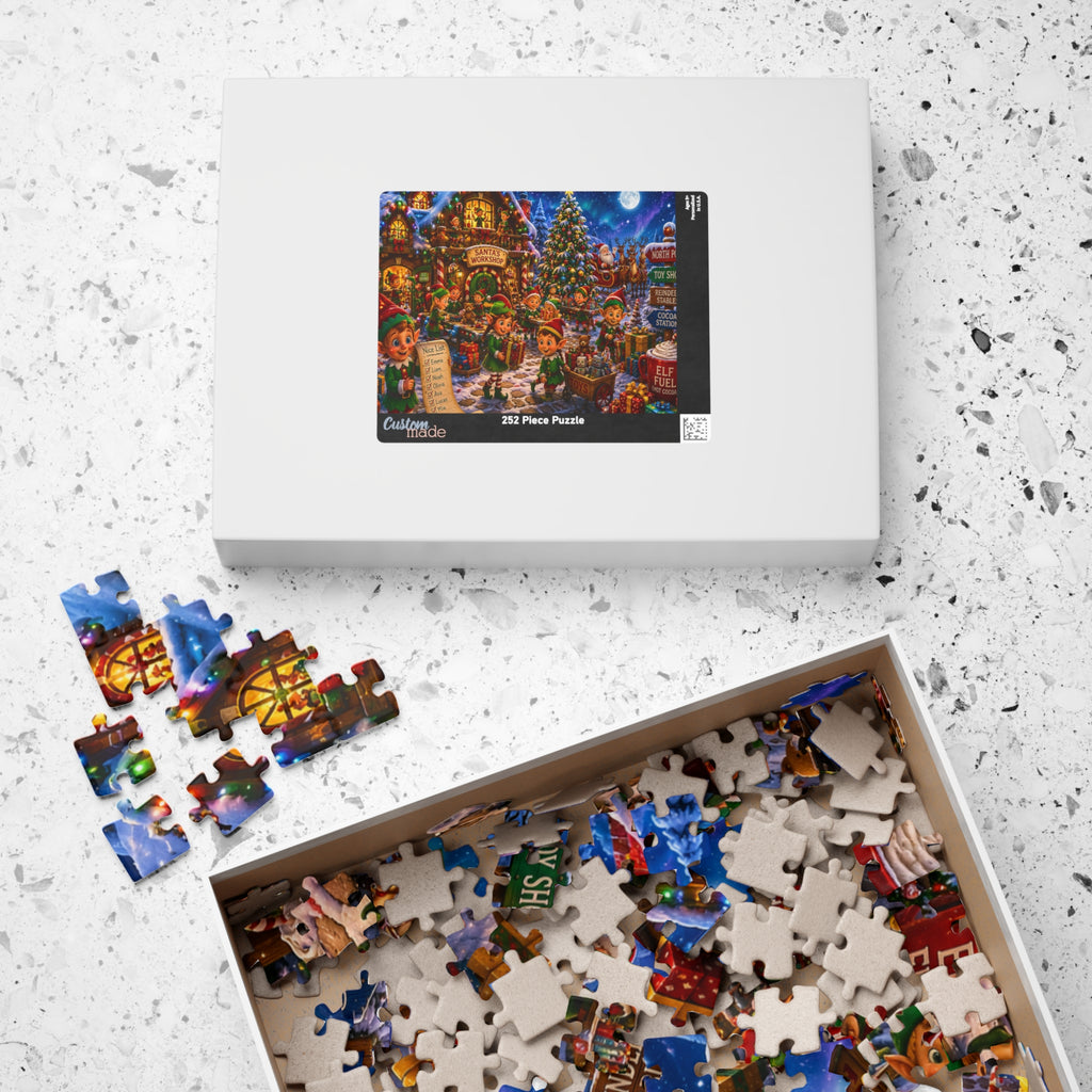 Christmas Elf Workshop Jigsaw Puzzle — Festive Holiday 520/1014-Piece Family Puzzle
