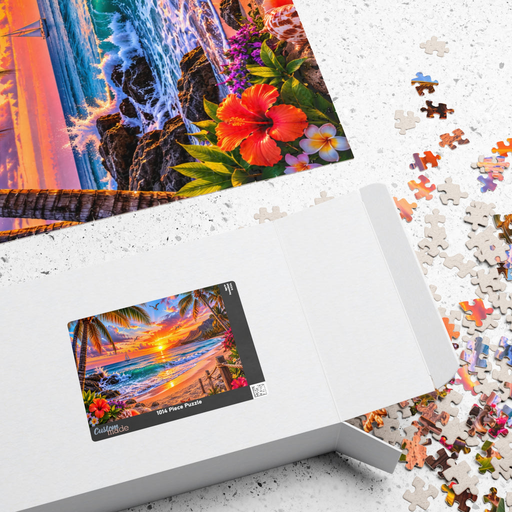 Tropical Sunset Beach Puzzle – 520/1014/252/110-Piece Scenic Jigsaw