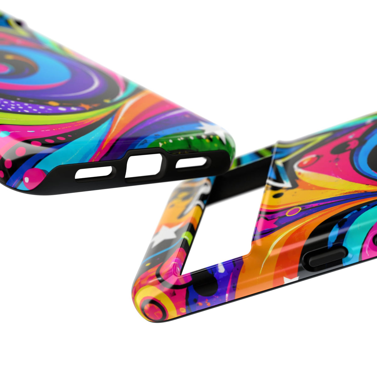 Psychedelic Swirl Phone Case — Bold Retro Stars & Neon Pop Art Tough Case