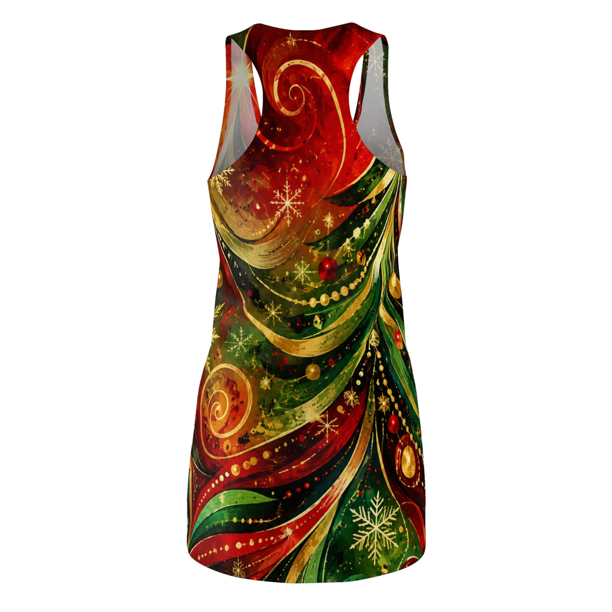 Christmas Tree Racerback Dress — Festive Swirl AOP Women's Dress